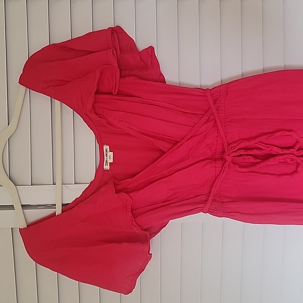 Fushia flutter sleeve maxi dress